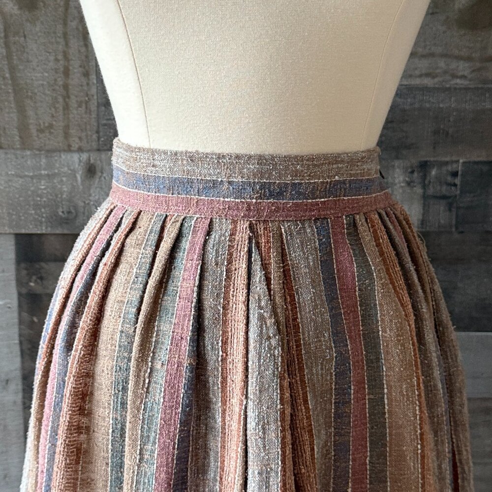 Vintage 70s chunky knit skirt small neutral earth tones stripes cottagecore - Picture 2 of 12